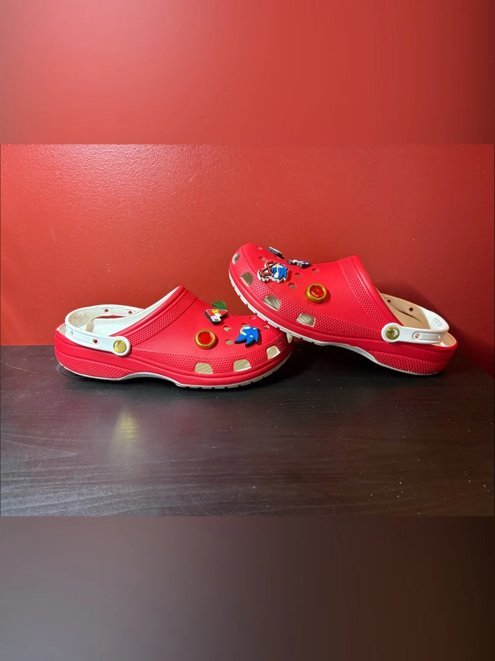 CROCS Red Clog Sandals with Sonic Character Charms